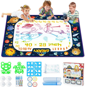 Jasonwell Aqua Water Doodle Mat - 40 x 28 Inches Extra Large Magic Drawing Doodling Mat Coloring Mat Educational Toys Gifts for Kids Toddlers Boys Girls Age 2 3 4 5 6 7 8 Year Old (Galaxy) - Jasonwell